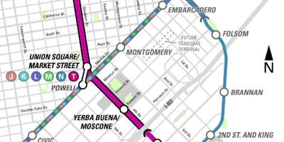 Centralny metra San Francisco mapa