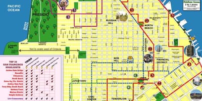 Mapa miasta San Francisco trasę 
