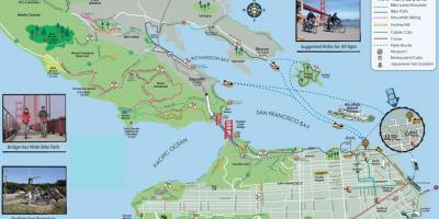 Mapa wycieczkę po San Francisco na rowerze 