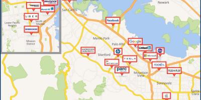 Mapa Silicon valley tour